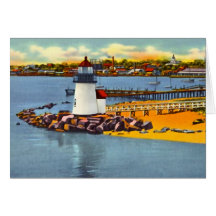 Nantucket Massachusetts Brant Point Light House Greeting Cards