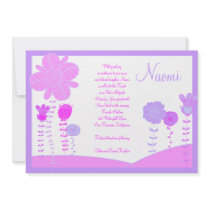Naomi Flower Garden Hebrew Bat Mitzvah Invitation