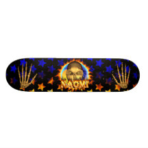 Naomi skull real fire and flames skateboard design