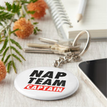 funny, nap, captain, typography, lazy, team, cool, nap team captain, lounge, humor, relax, lifestyle, fun, nap queen, nap king, words, funny words, offensive, humorous, keychain, Chaveiro com design gráfico personalizado