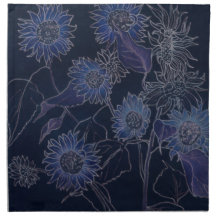 Napkin--Blue Sunflowers