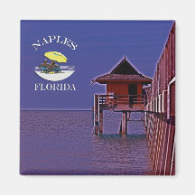Naples Pier In Blues Magnet