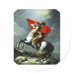 Napoleon Crossing the Alps Round Stickers