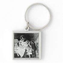 Napoleon studying his maps by lamplight, c.1800 keychain