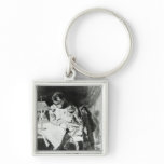 Napoleon studying his maps by lamplight, c.1800 keychain
