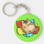 Napping Cartoon Cat Key Chain
