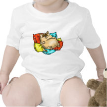 Napping Cartoon Cat Rompers