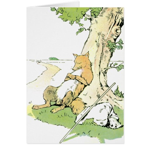 napping fox leaning against tree greeting card zazzle napping fox leaning against tree greeting card zazzle
