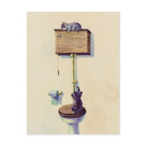 NAPPING on the WATER CLOSET by SHARON SHARPE postcards by sharonsharpe NAPPING on the WATER CLOSET by SHARON SHARPE postcards