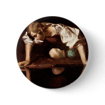 Narcissus, Caravaggio Pinback Buttons