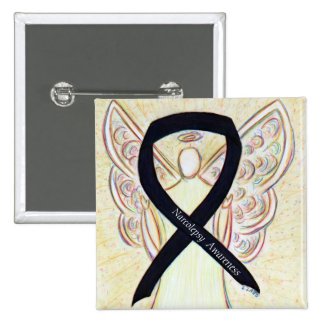 Narcolepsy Awareness Angel Black Ribbon Art Pins