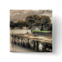 Narrow Boat and Jetty button pin