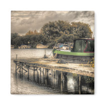 Narrow Boat and Jetty fridge magnet magnets