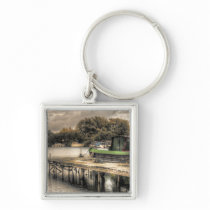 Narrow Boat and Jetty keychain
