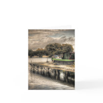 Narrow Boat and Jetty note card cards
