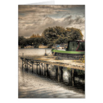 Narrow Boat and Jetty note card cards