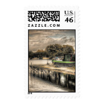 Narrow Boat and Jetty postage stamps