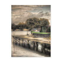 Narrow Boat and Jetty postcard postcards