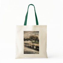 Narrow Boat and Jetty tote bag bags
