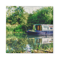 Narrow boat on the River Nene fridge magnet