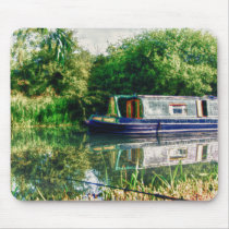 Narrow boat on the River Nene mousemat mousepads