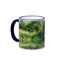 Narrow boat on the River Nene mug mugs
