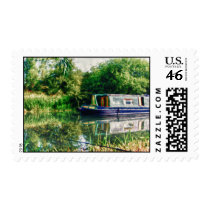 Narrow boat on the River Nene postage postage