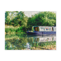 Narrow boat on the River Nene postcard