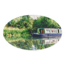 Narrow boat on the River Nene stickers