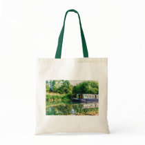 Narrow boat on the River Nene tote bag bags