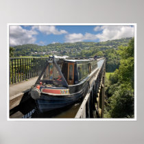 Narrowboat crossing Pontcysyllte Aqueduct Poster