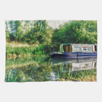 Narrowboat on the River kitchen Tea towel kitchen towels