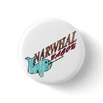 Narwhal Bacon Retro Logo Button
