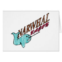 Narwhal Bacon Retro Logo Greeting Cards
