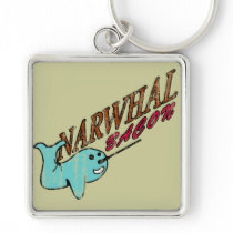 Narwhal Bacon Retro Logo Keychain