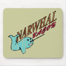 Narwhal Bacon Retro Logo Mousepads