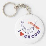 narwhal whale i love bacon key chain