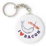 narwhal whale i love bacon key chain