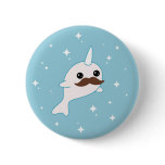 Narwhal with Mustache Pinback Button