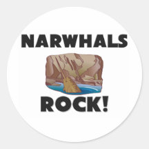 Narwhals Rock Round Stickers
