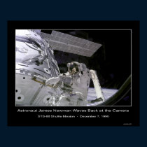 NASA Astronaut Newman Waves Back at Camera posters by Space_Exploration NASA Astronaut Newman Waves Back at Camera posters