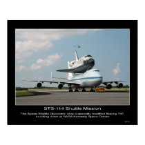 NASA Space Shuttle Discovery hitch ride on Boeing posters