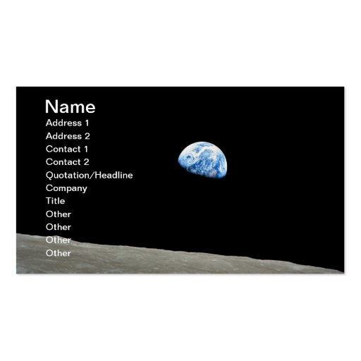 NASAs Earth rising Business Card Template (front side)