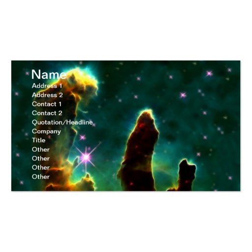 NASAs Galaxy Eagle Nebula Business Card Templates (front side)