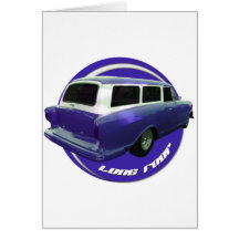 nash long roof blue station wagon greeting card