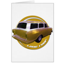 nash long roof station wagon golden yellow greeting card