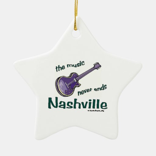 Nashville Guitar Double-Sided Star Ceramic Christmas Ornament | Zazzle