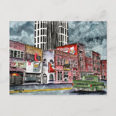 nashville tennessee country music capital art postcard