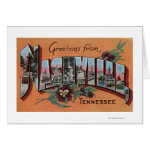 Nashville, Tennessee - Large Letter Scenes Cards