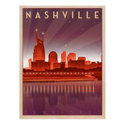 Nashville, TN - Night Skyline Postcard | Zazzle